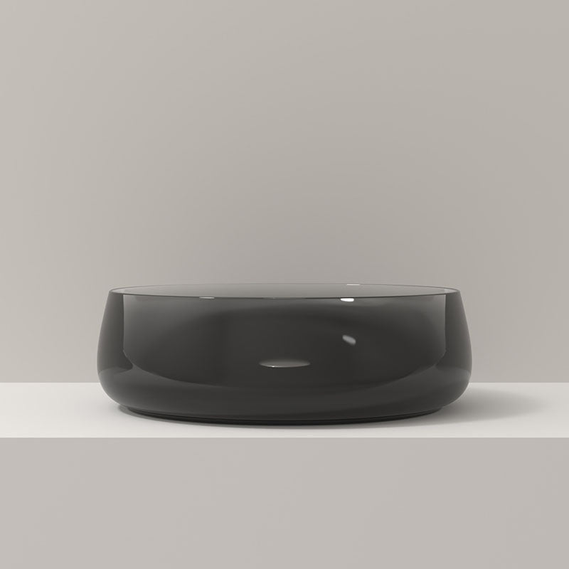 Modern Vessel Bathroom Sink Round with Pop-Up Drain Vessel Sink(Not Included Faucet) 18"L x 18"W x 6"H Black Gray Clearhalo 'Bathroom Remodel & Bathroom Fixtures' 'Bathroom Sinks & Faucet Components' 'Bathroom Sinks' 'bathroom_sink' 'Home Improvement' 'home_improvement' 'home_improvement_bathroom_sink' 6541286