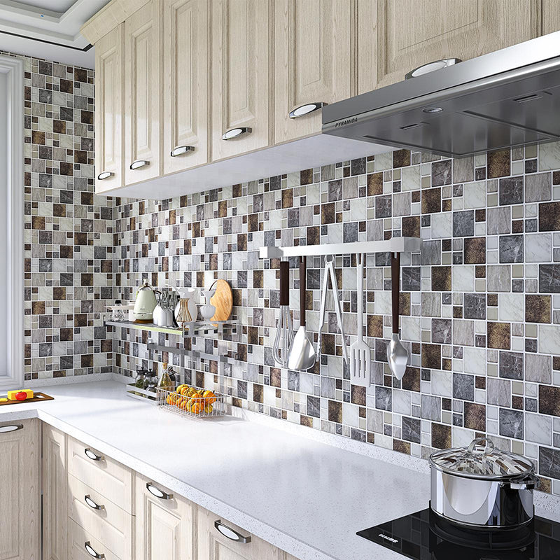 Modern Field Tile Waterproof Peel and Stick Backsplash Tile for Kitchen Black-Gray 20-Piece Set Clearhalo 'Flooring 'Home Improvement' 'home_improvement' 'home_improvement_peel_stick_blacksplash' 'Peel & Stick Backsplash Tile' 'peel_stick_blacksplash' 'Walls & Ceilings' Walls and Ceiling' 6541465