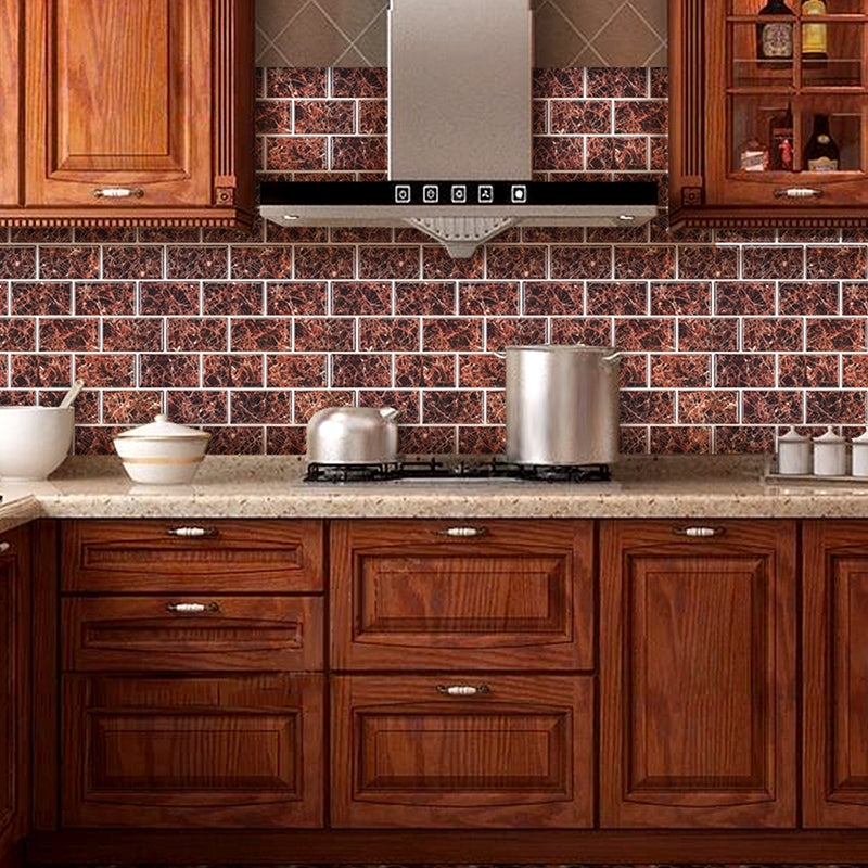 Modern Kitchen Single Tile Waterproof Peel and Stick Tile Over Tile Brown 180-Piece Set Clearhalo 'Flooring 'Home Improvement' 'home_improvement' 'home_improvement_peel_stick_blacksplash' 'Peel & Stick Backsplash Tile' 'peel_stick_blacksplash' 'Walls & Ceilings' Walls and Ceiling' 6541509