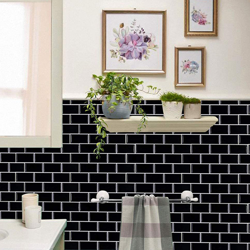 Modern Kitchen Single Tile Waterproof Peel and Stick Tile Over Tile Black 180-Piece Set Clearhalo 'Flooring 'Home Improvement' 'home_improvement' 'home_improvement_peel_stick_blacksplash' 'Peel & Stick Backsplash Tile' 'peel_stick_blacksplash' 'Walls & Ceilings' Walls and Ceiling' 6541510