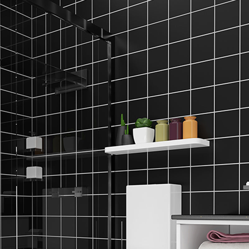 Contemporary Wallpaper Single Tile Bathroom Wallpaper with Rectangle Shape Black Plaid 50-Piece Set Clearhalo 'Flooring 'Home Improvement' 'home_improvement' 'home_improvement_peel_stick_blacksplash' 'Peel & Stick Backsplash Tile' 'peel_stick_blacksplash' 'Walls & Ceilings' Walls and Ceiling' 6541534