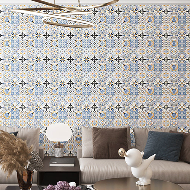 Contemporary Wallpaper Single Tile Bathroom Wallpaper with Rectangle Shape Blue-Yellow 50-Piece Set Clearhalo 'Flooring 'Home Improvement' 'home_improvement' 'home_improvement_peel_stick_blacksplash' 'Peel & Stick Backsplash Tile' 'peel_stick_blacksplash' 'Walls & Ceilings' Walls and Ceiling' 6541538