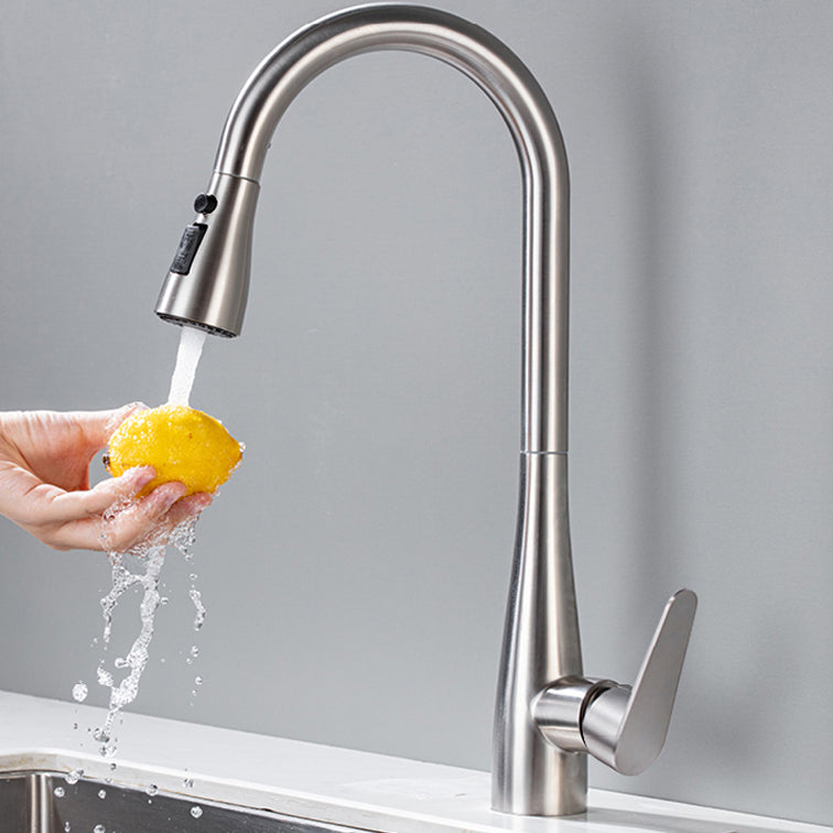 Modern Standard Kitchen Faucet 1-Handle Pull down Bar Faucet Clearhalo 'Home Improvement' 'home_improvement' 'home_improvement_kitchen_faucets' 'Kitchen Faucets' 'Kitchen Remodel & Kitchen Fixtures' 'Kitchen Sinks & Faucet Components' 'kitchen_faucets' 6541930