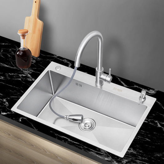Contemporary Kitchen Sink Stainless Steel Drain Assembly Kitchen Sink Clearhalo 'Home Improvement' 'home_improvement' 'home_improvement_kitchen_sinks' 'Kitchen Remodel & Kitchen Fixtures' 'Kitchen Sinks & Faucet Components' 'Kitchen Sinks' 'kitchen_sinks' 6541944