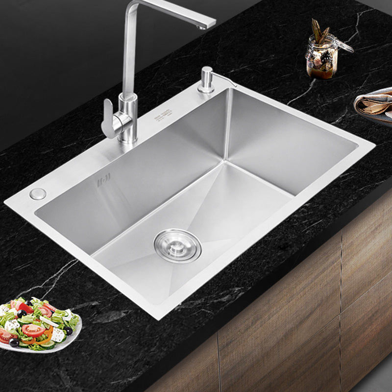 Contemporary Kitchen Sink Stainless Steel Drain Assembly Kitchen Sink Clearhalo 'Home Improvement' 'home_improvement' 'home_improvement_kitchen_sinks' 'Kitchen Remodel & Kitchen Fixtures' 'Kitchen Sinks & Faucet Components' 'Kitchen Sinks' 'kitchen_sinks' 6541954