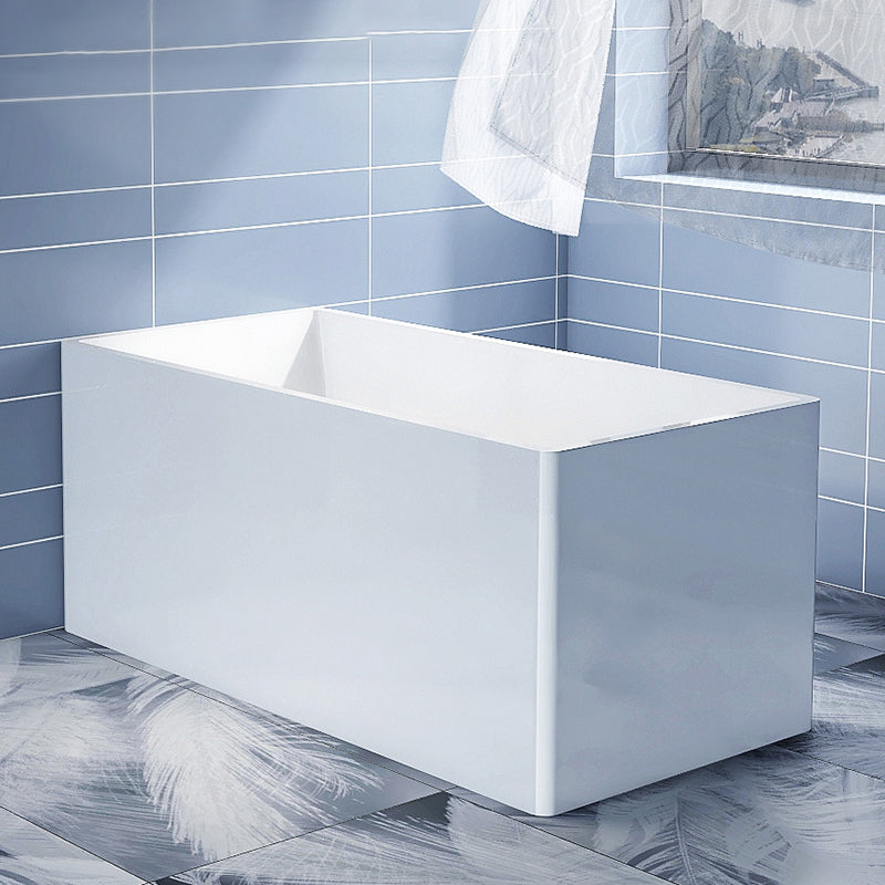 Rectangle Modern White Acrylic Bathtub Back to Wall with Drain Bath Tub 55"L x 27.5"W x 23.5"H None Tub Clearhalo 'Bathroom Remodel & Bathroom Fixtures' 'Bathtubs' 'Home Improvement' 'home_improvement' 'home_improvement_bathtubs' 'Showers & Bathtubs' 6542018