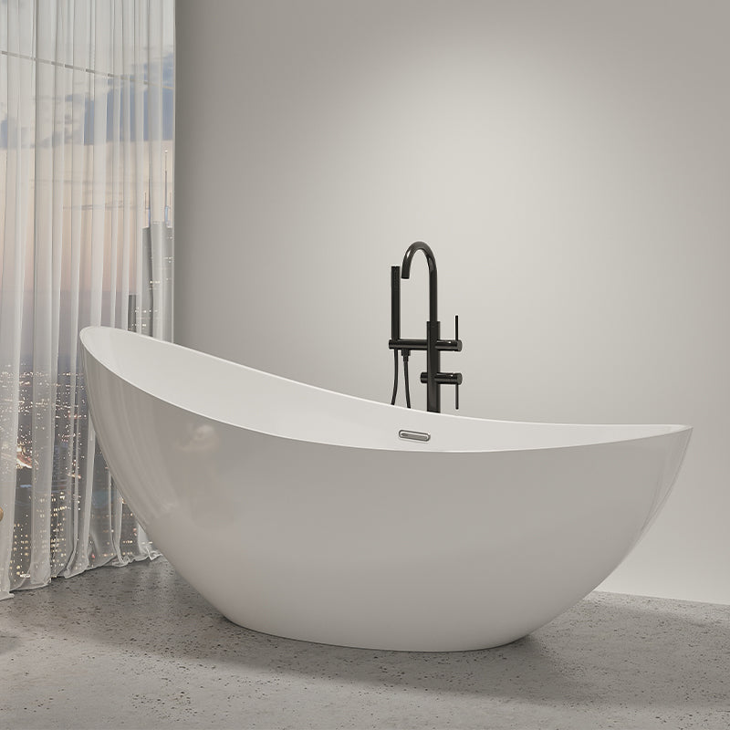 Modern Ellipse Acrylic Bathtub Freestand Soaking Bathtub with Drain Bath Tub Black 59"L x 32"W x 31"H Tub with Freestanding Tub Fillers Clearhalo 'Bathroom Remodel & Bathroom Fixtures' 'Bathtubs' 'Home Improvement' 'home_improvement' 'home_improvement_bathtubs' 'Showers & Bathtubs' 6542083