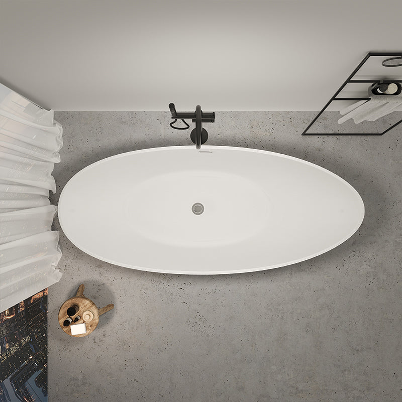 Modern Ellipse Acrylic Bathtub Freestand Soaking Bathtub with Drain Bath Tub Black 67"L x 32"W x 31"H Tub with Freestanding Tub Fillers Clearhalo 'Bathroom Remodel & Bathroom Fixtures' 'Bathtubs' 'Home Improvement' 'home_improvement' 'home_improvement_bathtubs' 'Showers & Bathtubs' 6542085