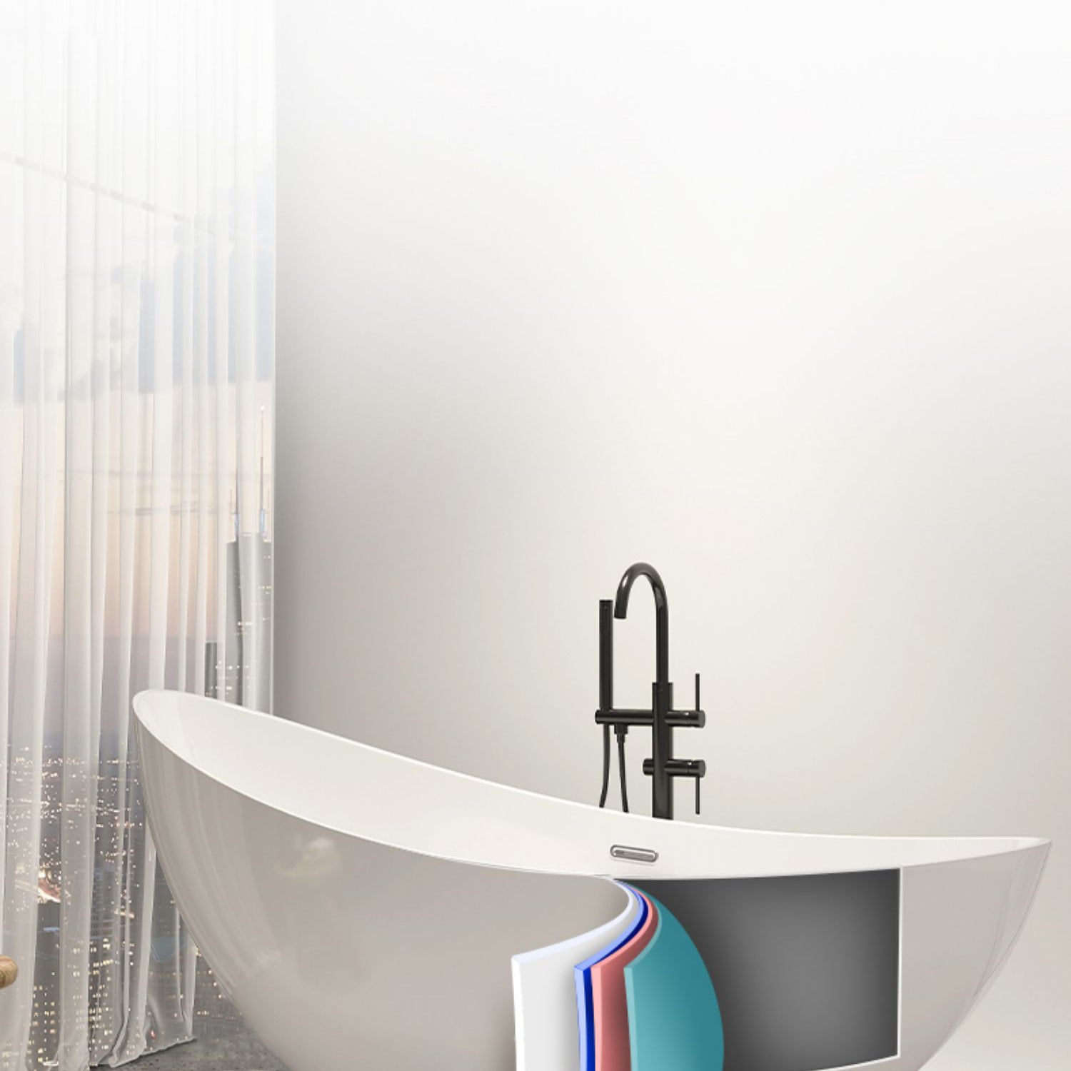 Modern Ellipse Acrylic Bathtub Freestand Soaking Bathtub with Drain Bath Tub Clearhalo 'Bathroom Remodel & Bathroom Fixtures' 'Bathtubs' 'Home Improvement' 'home_improvement' 'home_improvement_bathtubs' 'Showers & Bathtubs' 6542088