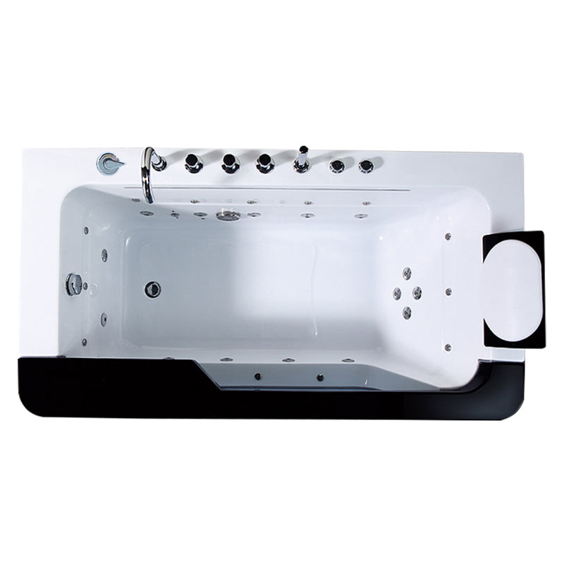 Modern Acrylic Bathtub White Rectangle Back to Wall with Drain Bath Tub and Massage Device 68"L x 36"W x 27"H Massage+Waterfall+Colored Lights Tub with Silver 5-Piece Set Clearhalo 'Bathroom Remodel & Bathroom Fixtures' 'Bathtubs' 'Home Improvement' 'home_improvement' 'home_improvement_bathtubs' 'Showers & Bathtubs' 6542115