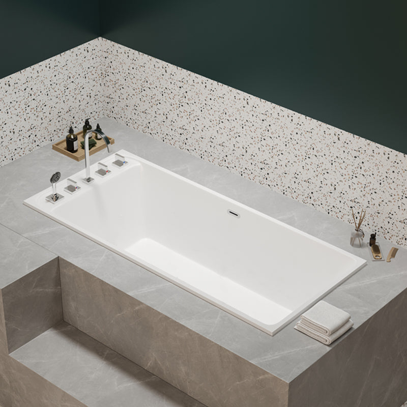 Modern Rectangle Acrylic Embedded Bathtub with Drain Bath Tub Tub with Silver 5-Piece Set Clearhalo 'Bathroom Remodel & Bathroom Fixtures' 'Bathtubs' 'Home Improvement' 'home_improvement' 'home_improvement_bathtubs' 'Showers & Bathtubs' 6542181