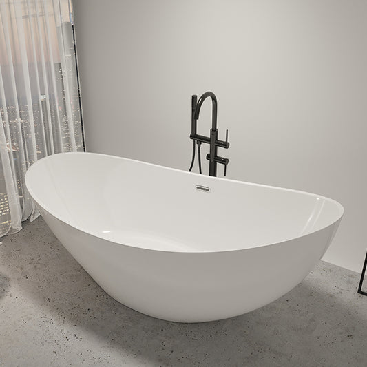 Contemporary White Acrylic Oval Bathtub Soaking Freestanding Tub Clearhalo 'Bathroom Remodel & Bathroom Fixtures' 'Bathtubs' 'Home Improvement' 'home_improvement' 'home_improvement_bathtubs' 'Showers & Bathtubs' 6542315