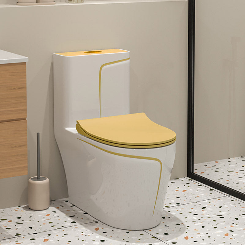 Floor Mount Toilet Traditional Skirted One-Piece Flush Toilet with Slow Close Seat 15"L x 27"W x 30"H Beige Clearhalo 'Bathroom Remodel & Bathroom Fixtures' 'Home Improvement' 'home_improvement' 'home_improvement_toilets' 'Toilets & Bidets' 'Toilets' 6542559