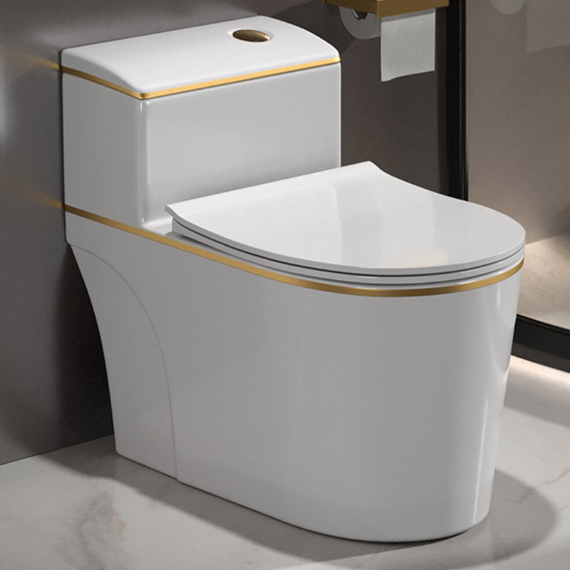 Traditional All-In-One Toilet Bowl Siphon Jet Toilet with Soft-Close Seat for Bathroom White/ Gold Clearhalo 'Bathroom Remodel & Bathroom Fixtures' 'Home Improvement' 'home_improvement' 'home_improvement_toilets' 'Toilets & Bidets' 'Toilets' 6542578