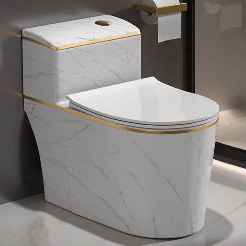 Traditional All-In-One Toilet Bowl Siphon Jet Toilet with Soft-Close Seat for Bathroom Grey/ Gold 16" Clearhalo 'Bathroom Remodel & Bathroom Fixtures' 'Home Improvement' 'home_improvement' 'home_improvement_toilets' 'Toilets & Bidets' 'Toilets' 6542580