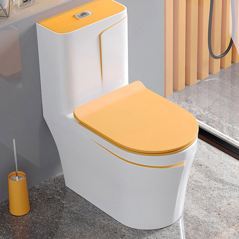 Skirted Traditional Flush Toilet Floor Mount One-Piece Toilet with Slow Close Seat 15"L x 27"W x 30"H White Orange 12" Clearhalo 'Bathroom Remodel & Bathroom Fixtures' 'Home Improvement' 'home_improvement' 'home_improvement_toilets' 'Toilets & Bidets' 'Toilets' 6542609
