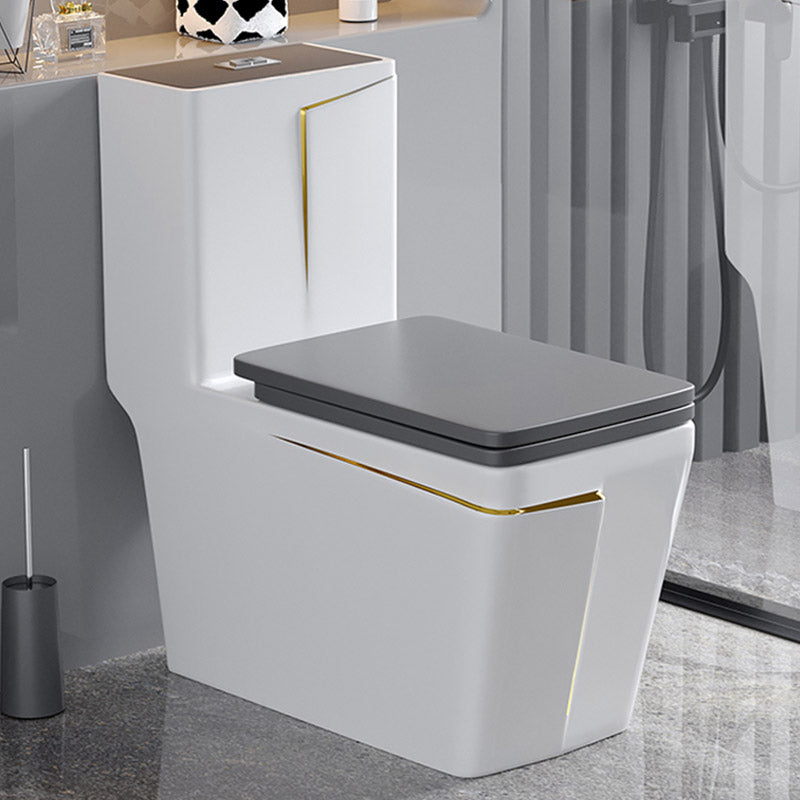 Skirted Traditional Flush Toilet Floor Mount One-Piece Toilet with Slow Close Seat 13"L x 27"W x 30"H Grey Gold 12" Clearhalo 'Bathroom Remodel & Bathroom Fixtures' 'Home Improvement' 'home_improvement' 'home_improvement_toilets' 'Toilets & Bidets' 'Toilets' 6542611