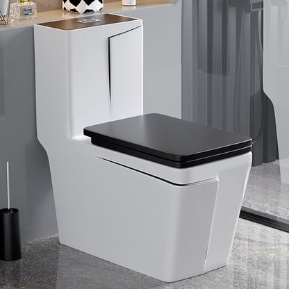 Skirted Traditional Flush Toilet Floor Mount One-Piece Toilet with Slow Close Seat 13"L x 27"W x 30"H Black White Clearhalo 'Bathroom Remodel & Bathroom Fixtures' 'Home Improvement' 'home_improvement' 'home_improvement_toilets' 'Toilets & Bidets' 'Toilets' 6542612