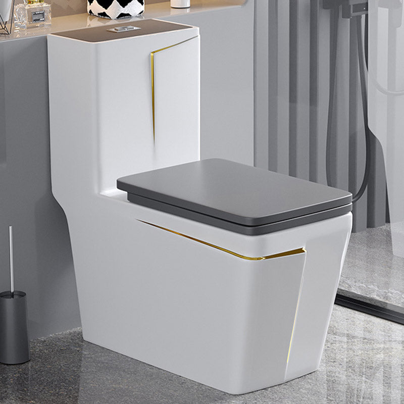 Skirted Traditional Flush Toilet Floor Mount One-Piece Toilet with Slow Close Seat 13"L x 27"W x 30"H Grey Gold Clearhalo 'Bathroom Remodel & Bathroom Fixtures' 'Home Improvement' 'home_improvement' 'home_improvement_toilets' 'Toilets & Bidets' 'Toilets' 6542613