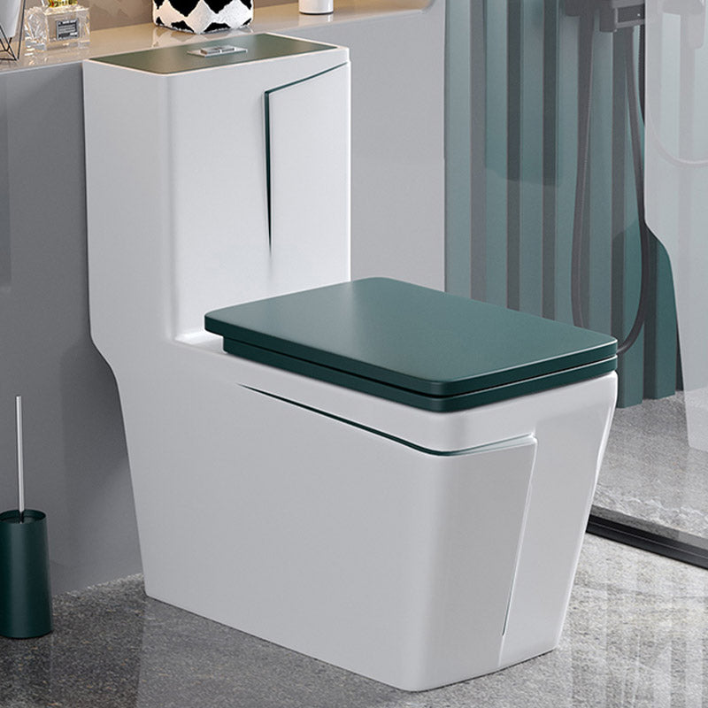 Skirted Traditional Flush Toilet Floor Mount One-Piece Toilet with Slow Close Seat 13"L x 27"W x 30"H Green White Clearhalo 'Bathroom Remodel & Bathroom Fixtures' 'Home Improvement' 'home_improvement' 'home_improvement_toilets' 'Toilets & Bidets' 'Toilets' 6542618