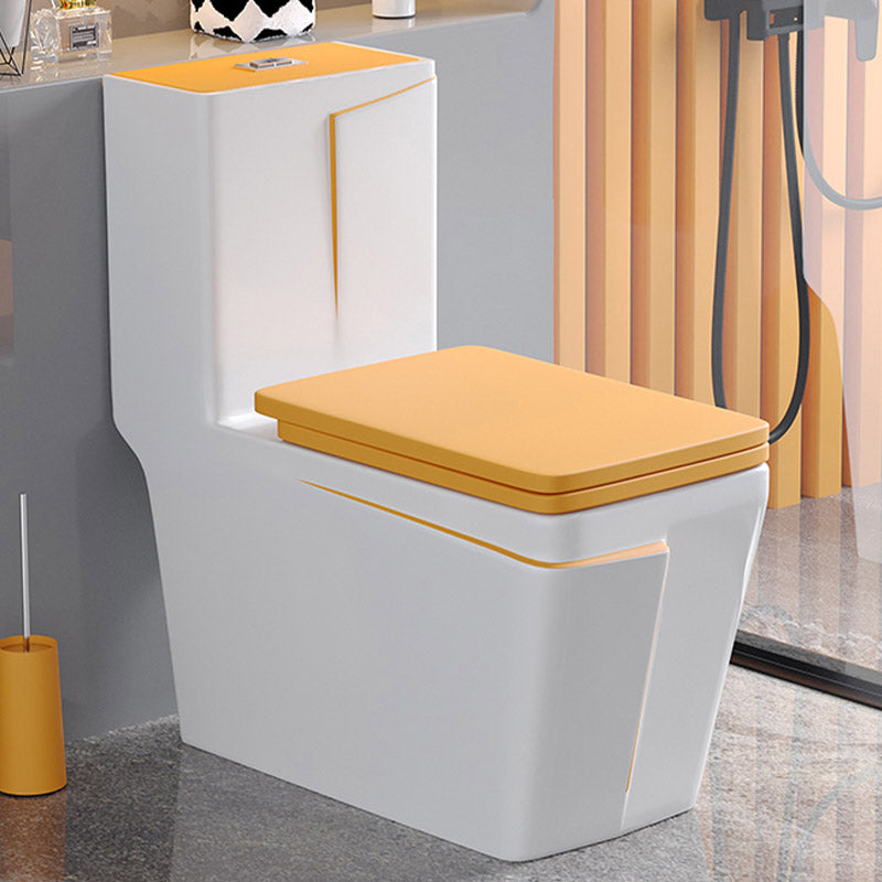 Skirted Traditional Flush Toilet Floor Mount One-Piece Toilet with Slow Close Seat 13"L x 27"W x 30"H White Orange Clearhalo 'Bathroom Remodel & Bathroom Fixtures' 'Home Improvement' 'home_improvement' 'home_improvement_toilets' 'Toilets & Bidets' 'Toilets' 6542620