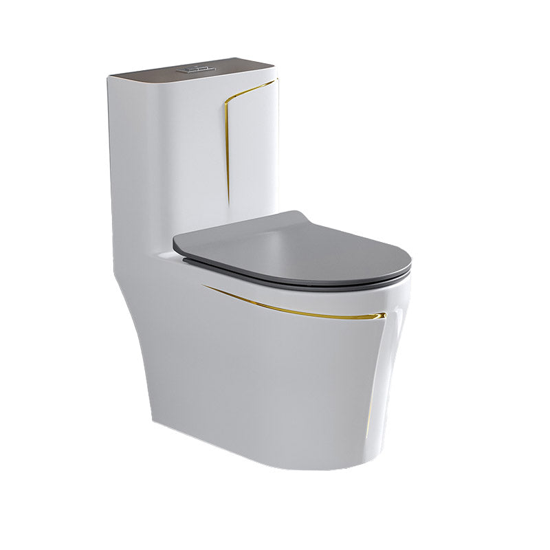 Skirted Traditional Flush Toilet Floor Mount One-Piece Toilet with Slow Close Seat 15"L x 27"W x 30"H Grey Gold Clearhalo 'Bathroom Remodel & Bathroom Fixtures' 'Home Improvement' 'home_improvement' 'home_improvement_toilets' 'Toilets & Bidets' 'Toilets' 6542625