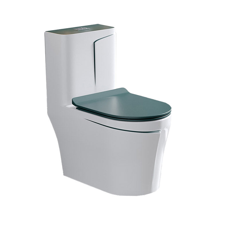 Skirted Traditional Flush Toilet Floor Mount One-Piece Toilet with Slow Close Seat 15"L x 27"W x 30"H Green White Clearhalo 'Bathroom Remodel & Bathroom Fixtures' 'Home Improvement' 'home_improvement' 'home_improvement_toilets' 'Toilets & Bidets' 'Toilets' 6542629