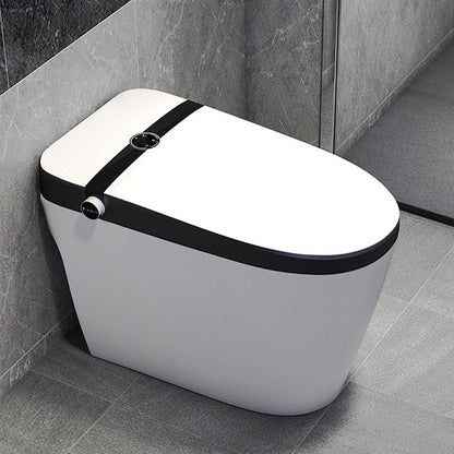 Modern Skirted White Heated Seat Toilet ABS Floor Mounted Flush Toilet with Seat Manual Lid (Standard) 12" Clearhalo 'Bathroom Remodel & Bathroom Fixtures' 'Home Improvement' 'home_improvement' 'home_improvement_toilets' 'Toilets & Bidets' 'Toilets' 6542716