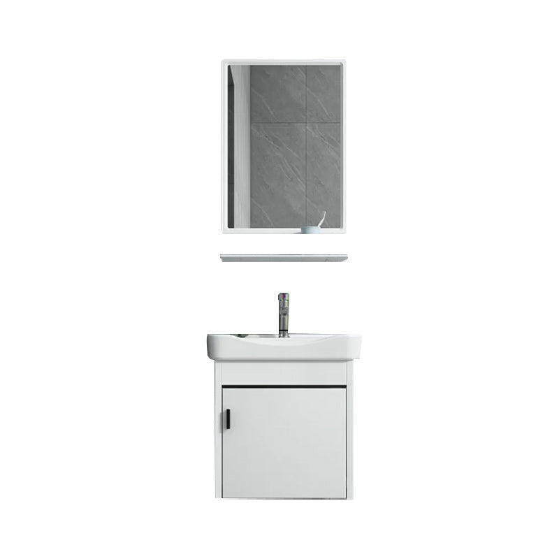 Wall-mounted Bathroom Vanity Modern Single-Sink Space Saver Vanity Vanity & Faucet & Mirrors 17"L x 14"W x 17"H White Clearhalo 'Bathroom Remodel & Bathroom Fixtures' 'Bathroom Vanities' 'bathroom_vanities' 'Home Improvement' 'home_improvement' 'home_improvement_bathroom_vanities' 6545553