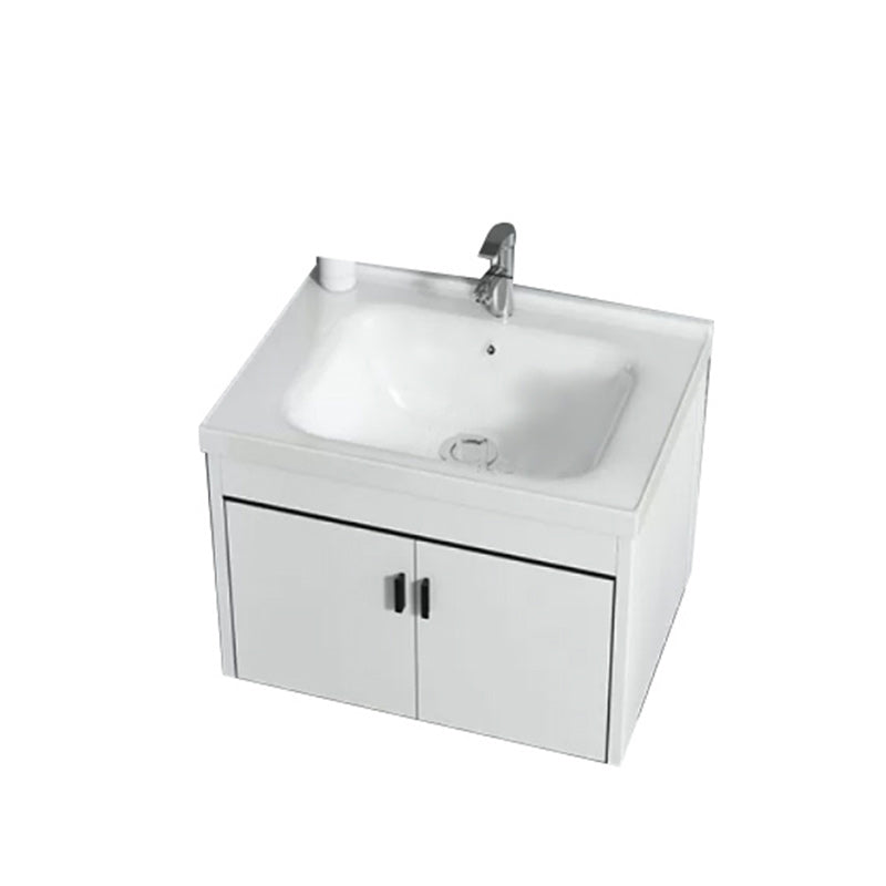 Wall-mounted Bathroom Vanity Modern Single-Sink Space Saver Vanity Vanity & Faucet 24"L x 16"W x 17"H White Clearhalo 'Bathroom Remodel & Bathroom Fixtures' 'Bathroom Vanities' 'bathroom_vanities' 'Home Improvement' 'home_improvement' 'home_improvement_bathroom_vanities' 6545573