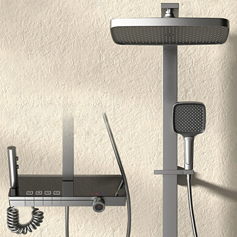 Modern Style Shower System Spot Resist Copper Wall Mounted Rectangle Shower System Clearhalo 'Bathroom Remodel & Bathroom Fixtures' 'Home Improvement' 'home_improvement' 'home_improvement_shower_faucets' 'Shower Faucets & Systems' 'shower_faucets' 'Showers & Bathtubs Plumbing' 'Showers & Bathtubs' 6545596