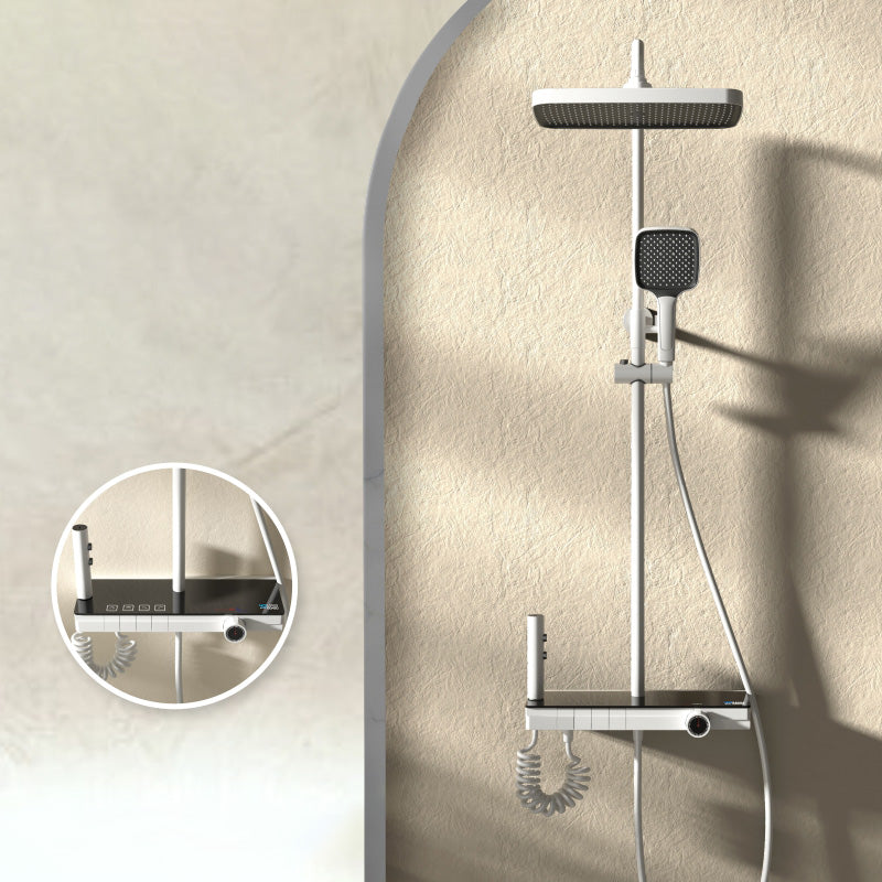 Modern Style Shower System Spot Resist Copper Wall Mounted Rectangle Shower System White Round Tube Clearhalo 'Bathroom Remodel & Bathroom Fixtures' 'Home Improvement' 'home_improvement' 'home_improvement_shower_faucets' 'Shower Faucets & Systems' 'shower_faucets' 'Showers & Bathtubs Plumbing' 'Showers & Bathtubs' 6545597