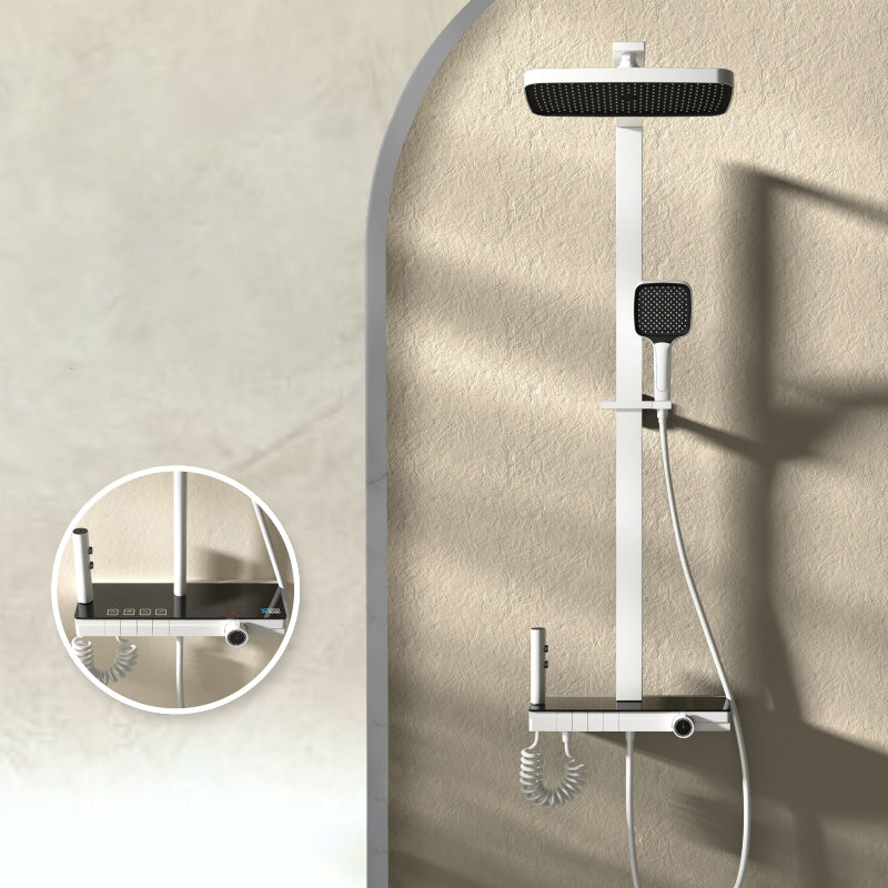 Modern Style Shower System Spot Resist Copper Wall Mounted Rectangle Shower System White Flat Tupe Clearhalo 'Bathroom Remodel & Bathroom Fixtures' 'Home Improvement' 'home_improvement' 'home_improvement_shower_faucets' 'Shower Faucets & Systems' 'shower_faucets' 'Showers & Bathtubs Plumbing' 'Showers & Bathtubs' 6545602