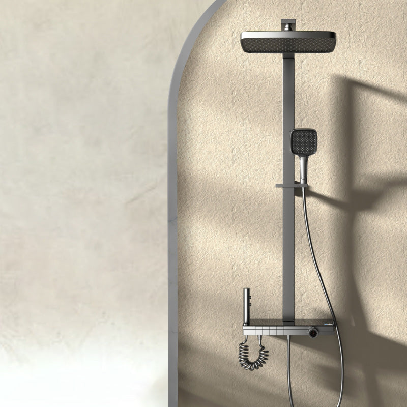 Modern Style Shower System Spot Resist Copper Wall Mounted Rectangle Shower System Clearhalo 'Bathroom Remodel & Bathroom Fixtures' 'Home Improvement' 'home_improvement' 'home_improvement_shower_faucets' 'Shower Faucets & Systems' 'shower_faucets' 'Showers & Bathtubs Plumbing' 'Showers & Bathtubs' 6545603