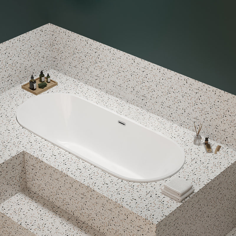 Modern White Ellipse Embedded Bathtub Acrylic with Drain Bath Tub Tub Only Tub Clearhalo 'Bathroom Remodel & Bathroom Fixtures' 'Bathtubs' 'Home Improvement' 'home_improvement' 'home_improvement_bathtubs' 'Showers & Bathtubs' 6548294