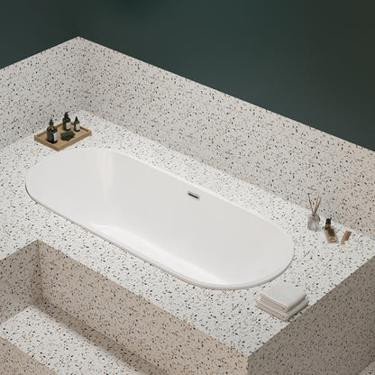 Modern White Ellipse Embedded Bathtub Acrylic with Drain Bath Tub Tub Only Tub Clearhalo 'Bathroom Remodel & Bathroom Fixtures' 'Bathtubs' 'Home Improvement' 'home_improvement' 'home_improvement_bathtubs' 'Showers & Bathtubs' 6548294