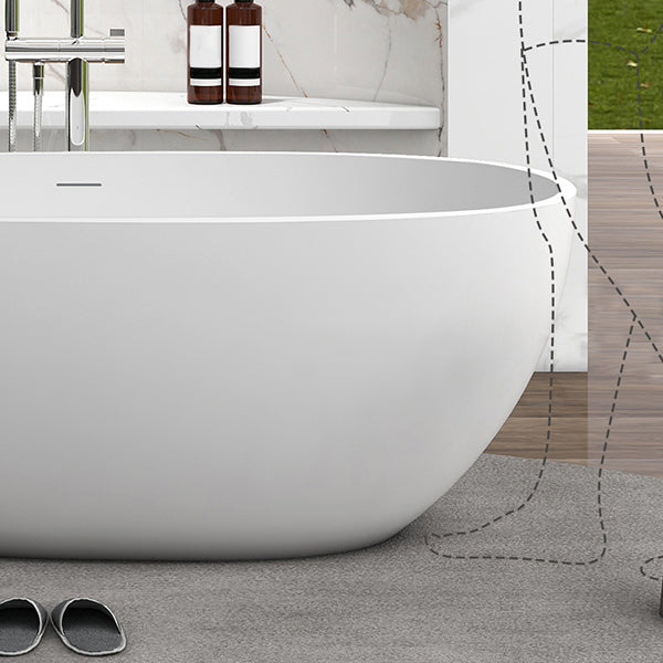 Modern Ellipse Stone Bathtub Freestand Soaking Bathtub with Overflow Hole Clearhalo 'Bathroom Remodel & Bathroom Fixtures' 'Bathtubs' 'Home Improvement' 'home_improvement' 'home_improvement_bathtubs' 'Showers & Bathtubs' 6548318