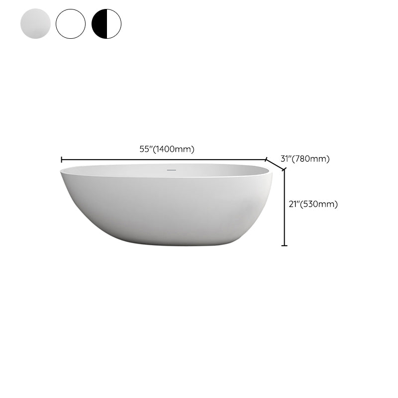 Modern Ellipse Stone Bathtub Freestand Soaking Bathtub with Overflow Hole Clearhalo 'Bathroom Remodel & Bathroom Fixtures' 'Bathtubs' 'Home Improvement' 'home_improvement' 'home_improvement_bathtubs' 'Showers & Bathtubs' 6548324
