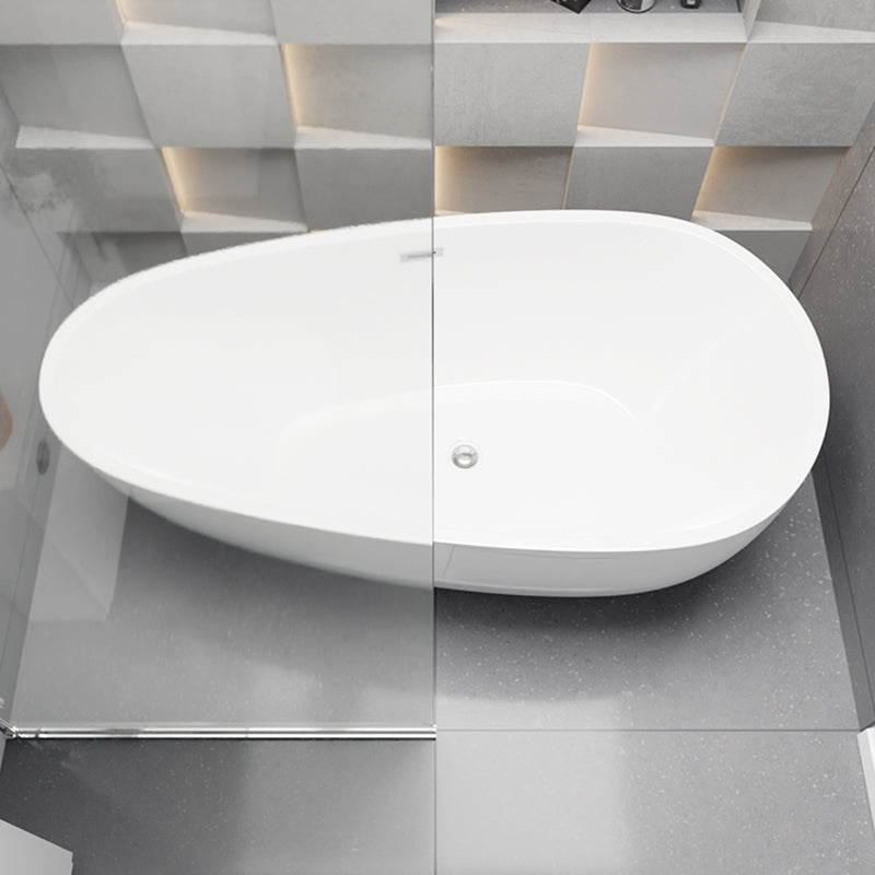 Modern Acrylic Oval Bath Tub for Home White Soaking Tub with Internal Drain 59"L x 31"W x 24"H Clearhalo 'Bathroom Remodel & Bathroom Fixtures' 'Bathtubs' 'Home Improvement' 'home_improvement' 'home_improvement_bathtubs' 'Showers & Bathtubs' 6548429