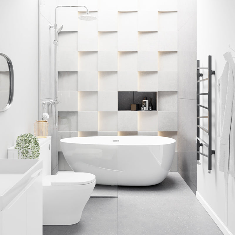 Modern Acrylic Oval Bath Tub for Home White Soaking Tub with Internal Drain 55"L x 30"W x 24"H Clearhalo 'Bathroom Remodel & Bathroom Fixtures' 'Bathtubs' 'Home Improvement' 'home_improvement' 'home_improvement_bathtubs' 'Showers & Bathtubs' 6548430