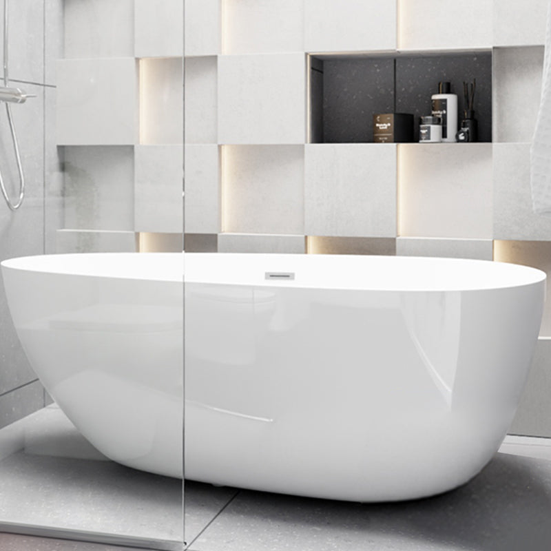 Modern Acrylic Oval Bath Tub for Home White Soaking Tub with Internal Drain Clearhalo 'Bathroom Remodel & Bathroom Fixtures' 'Bathtubs' 'Home Improvement' 'home_improvement' 'home_improvement_bathtubs' 'Showers & Bathtubs' 6548437