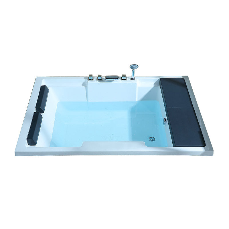White Acrylic Rectangular Bathtub Contemporary Drop-in Tub with Internal Drain Tub Only Tub with Silver 5-Piece Set Clearhalo 'Bathroom Remodel & Bathroom Fixtures' 'Bathtubs' 'Home Improvement' 'home_improvement' 'home_improvement_bathtubs' 'Showers & Bathtubs' 6548475