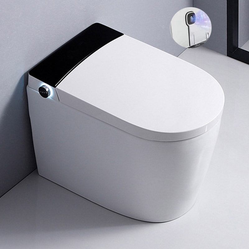 Contemporary One Piece Toilet Floor Mounted Toilet Bowl with Seat for Washroom Black/ White 16" Manual Flip Clearhalo 'Bathroom Remodel & Bathroom Fixtures' 'Home Improvement' 'home_improvement' 'home_improvement_toilets' 'Toilets & Bidets' 'Toilets' 6549043