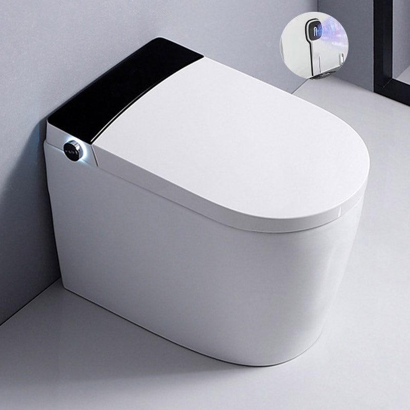 Contemporary One Piece Toilet Floor Mounted Toilet Bowl with Seat for Washroom Black White 16" Manual Flip Clearhalo 'Bathroom Remodel & Bathroom Fixtures' 'Home Improvement' 'home_improvement' 'home_improvement_toilets' 'Toilets & Bidets' 'Toilets' 6549043