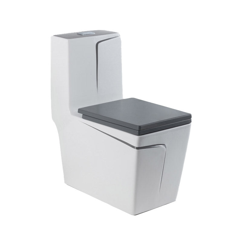 Skirted Flush Toilet Floor Mount Traditional One-Piece Toilet with Slow Close Seat 13"L x 27"W x 30"H White/ Gray Clearhalo 'Bathroom Remodel & Bathroom Fixtures' 'Home Improvement' 'home_improvement' 'home_improvement_toilets' 'Toilets & Bidets' 'Toilets' 6549105
