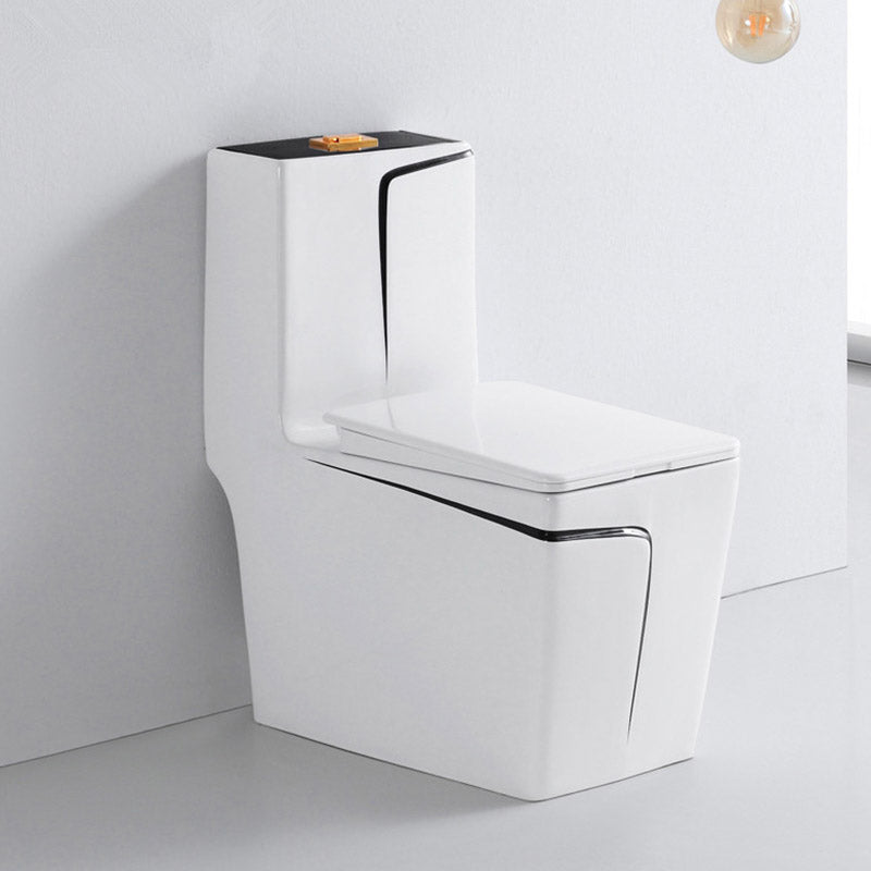 Skirted Flush Toilet Floor Mount Traditional One-Piece Toilet with Slow Close Seat 13"L x 27"W x 30"H Black White Clearhalo 'Bathroom Remodel & Bathroom Fixtures' 'Home Improvement' 'home_improvement' 'home_improvement_toilets' 'Toilets & Bidets' 'Toilets' 6549107