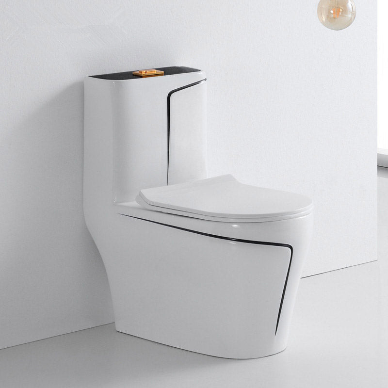 Skirted Flush Toilet Floor Mount Traditional One-Piece Toilet with Slow Close Seat 15"L x 27"W x 30"H Black/ White 12" Clearhalo 'Bathroom Remodel & Bathroom Fixtures' 'Home Improvement' 'home_improvement' 'home_improvement_toilets' 'Toilets & Bidets' 'Toilets' 6549108