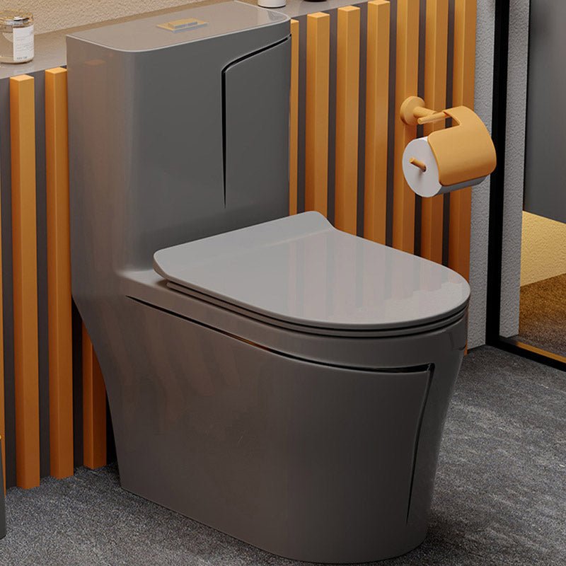 Skirted Flush Toilet Floor Mount Traditional One-Piece Toilet with Slow Close Seat 15"L x 27"W x 30"H Grey Clearhalo 'Bathroom Remodel & Bathroom Fixtures' 'Home Improvement' 'home_improvement' 'home_improvement_toilets' 'Toilets & Bidets' 'Toilets' 6549111