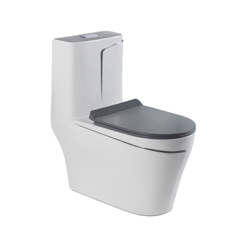 Skirted Flush Toilet Floor Mount Traditional One-Piece Toilet with Slow Close Seat 15"L x 27"W x 30"H White/ Gray Clearhalo 'Bathroom Remodel & Bathroom Fixtures' 'Home Improvement' 'home_improvement' 'home_improvement_toilets' 'Toilets & Bidets' 'Toilets' 6549113