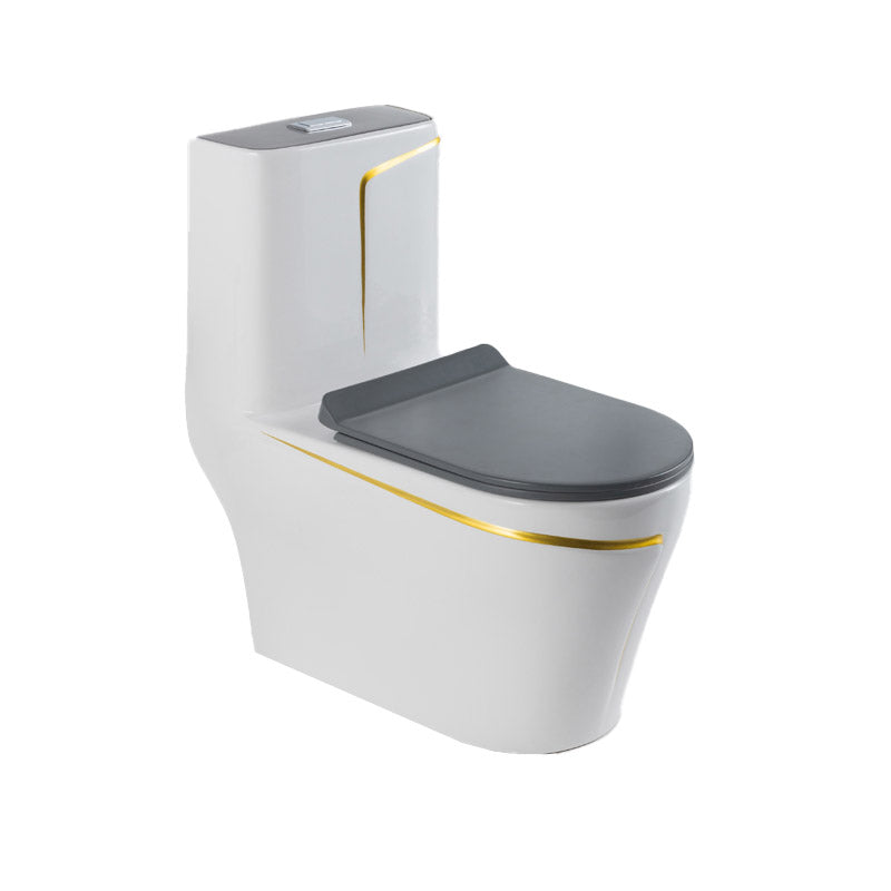Skirted Flush Toilet Floor Mount Traditional One-Piece Toilet with Slow Close Seat 15"L x 27"W x 30"H White Gold Clearhalo 'Bathroom Remodel & Bathroom Fixtures' 'Home Improvement' 'home_improvement' 'home_improvement_toilets' 'Toilets & Bidets' 'Toilets' 6549118
